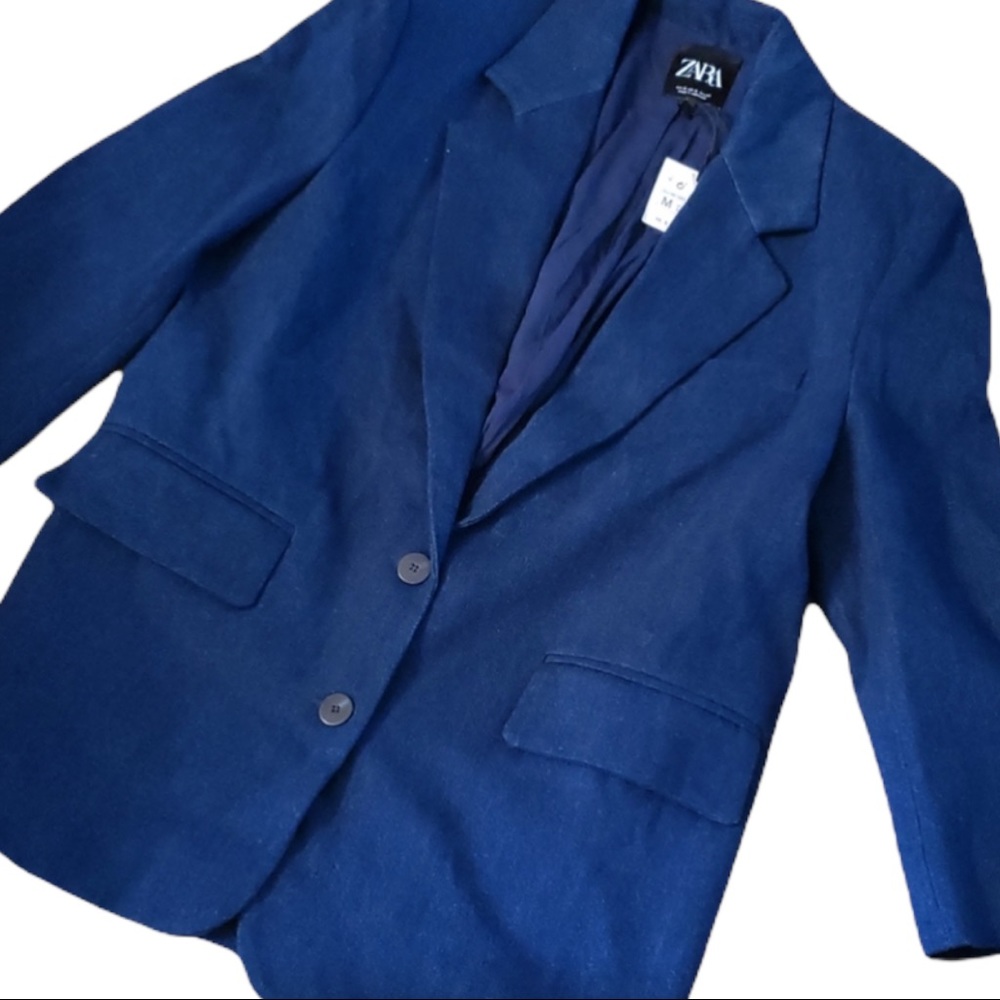 NWT  Zara denim blazer jacket. Size Medium